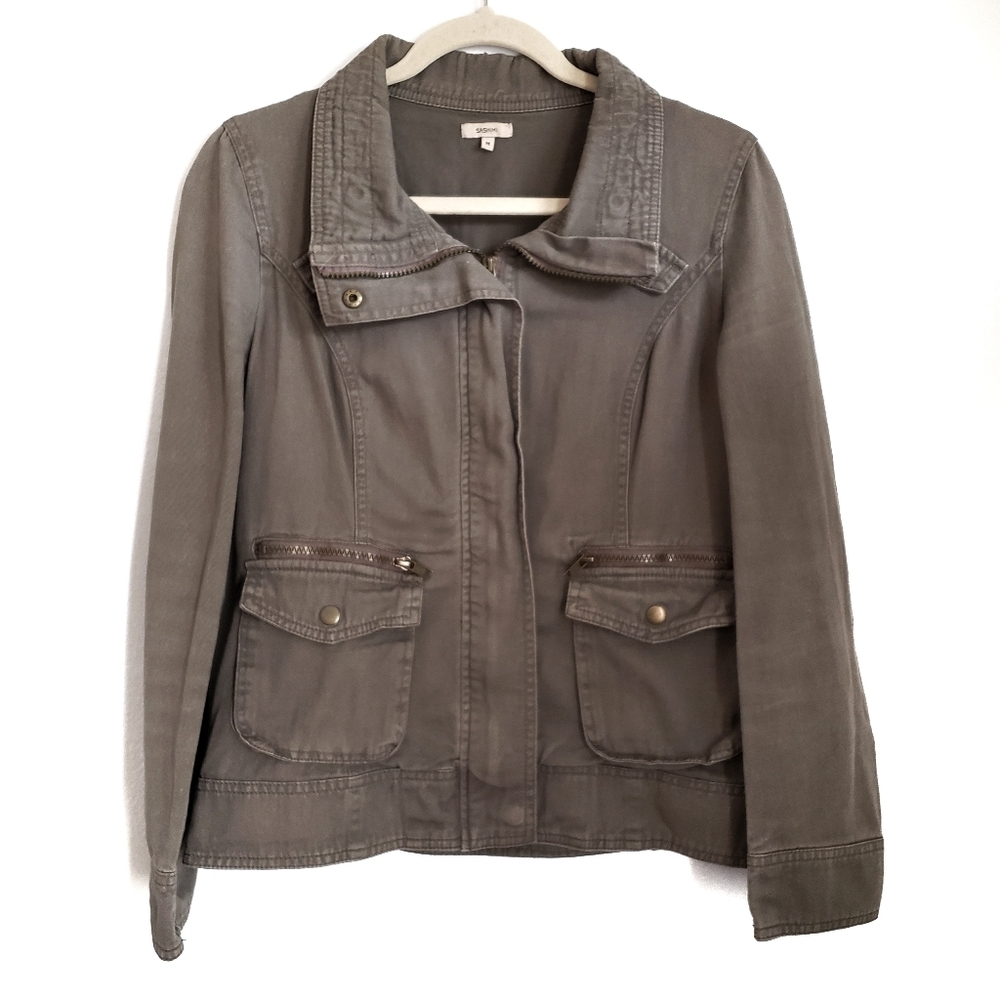 Sashimi Jacket Womens M Medium Olive Cargo Military Canvas